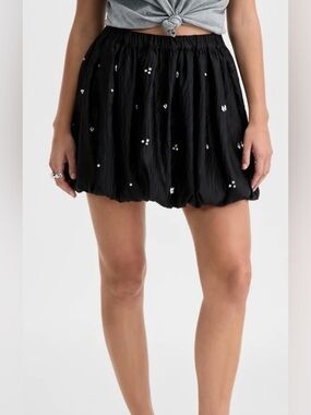 Black Embellished Bubble Skirt -